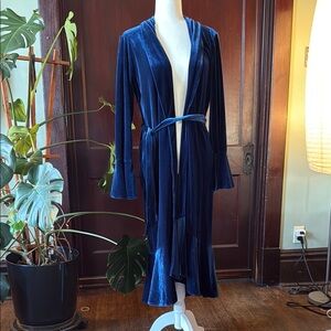 Elegant Blue Velvet Robe